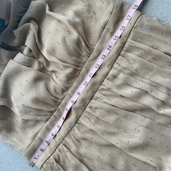 NWT R&M Richards Size 14 Halterneck Gown A-Line Dress Mocha Metallic Thigh Split - Picture 11 of 12